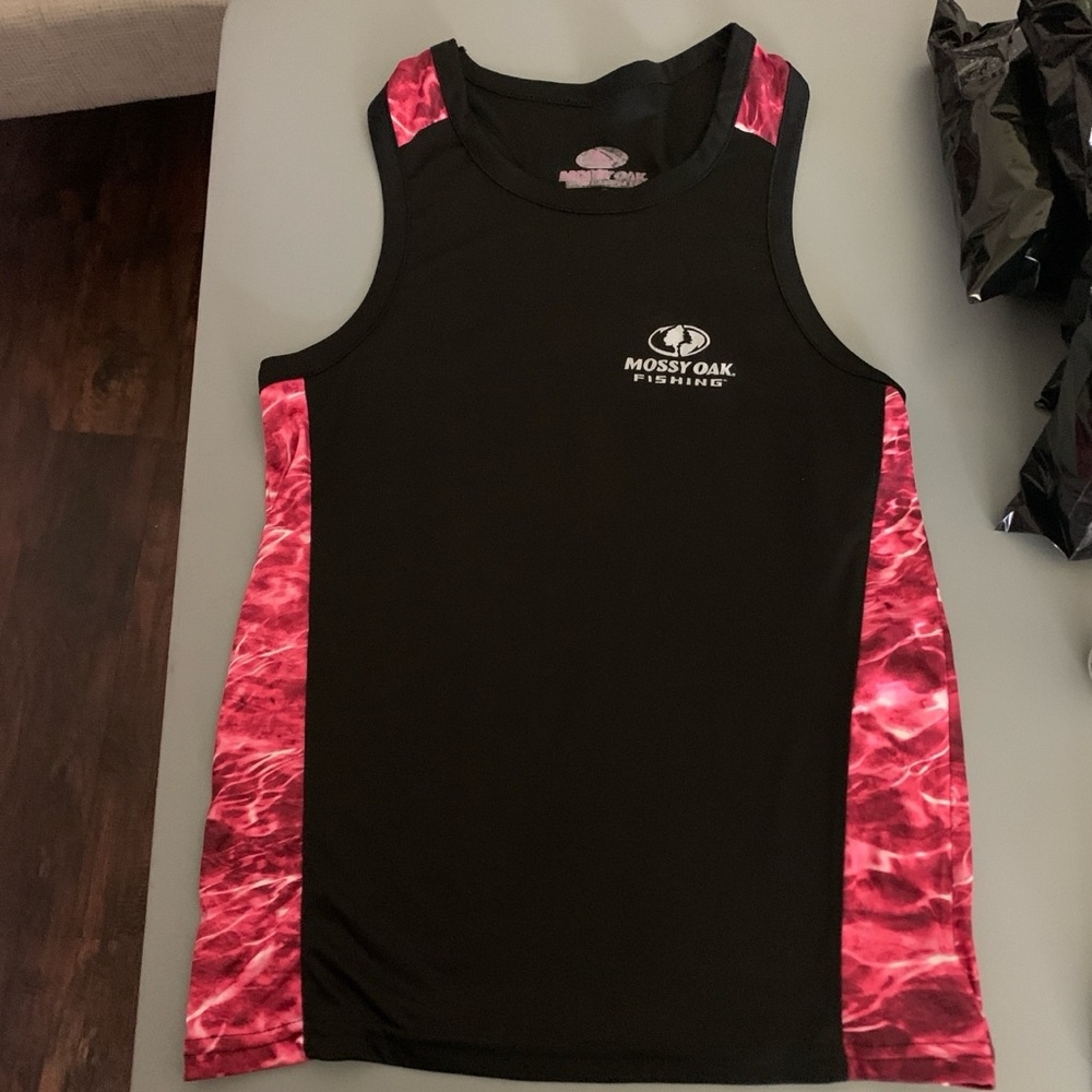Mossy Oak Black Tank with Pink Logo